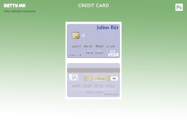 Модерен стил Шаблон за дебитна картичка за виза на Monaco Bank Julius Bär & Co